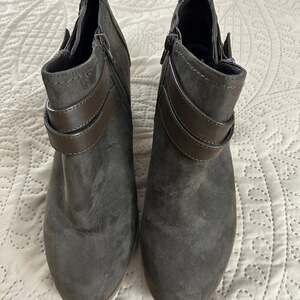 Indigo rd.Grey Faux Suede Ankle Boots with Straps and Zippers ladies boots